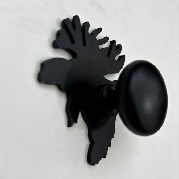 Rustic Moose Metal Drawer Knob Black Powder Coat Reversible Lodge Cabin - Picture 1 of 4